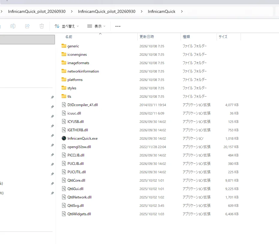Contents of the InfinicamQuick folder