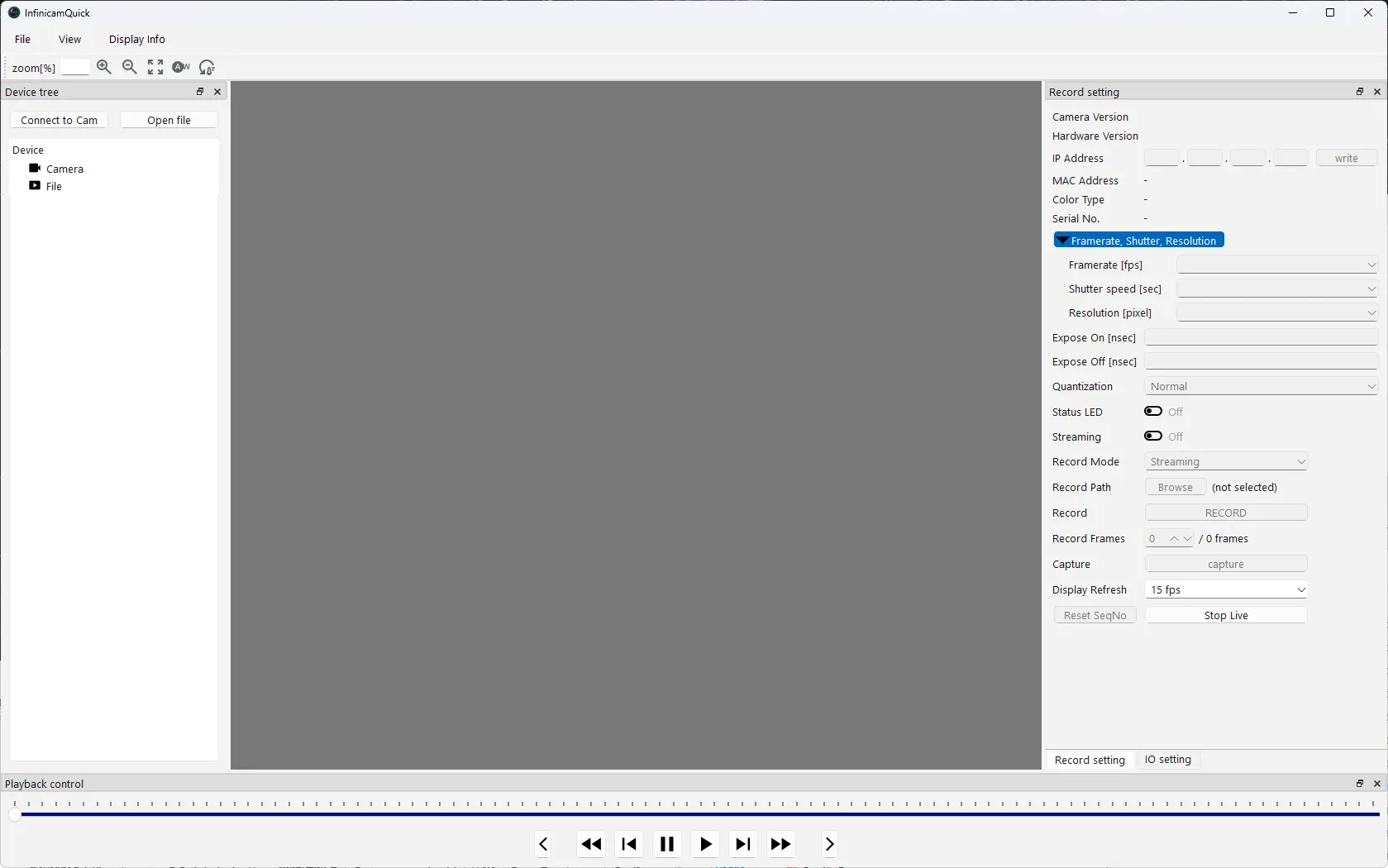 Main screen of the sample software