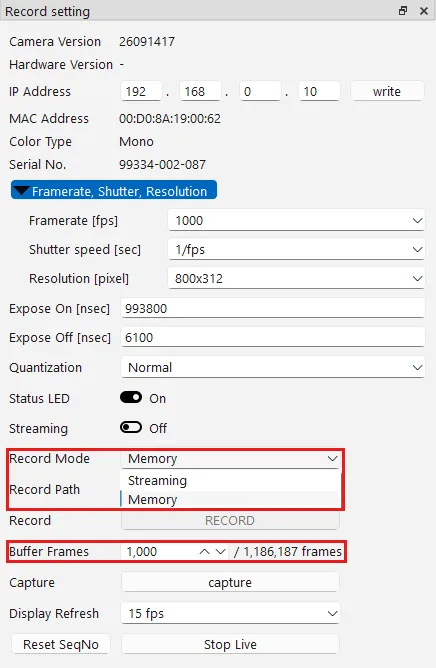 Selecting the Record Mode